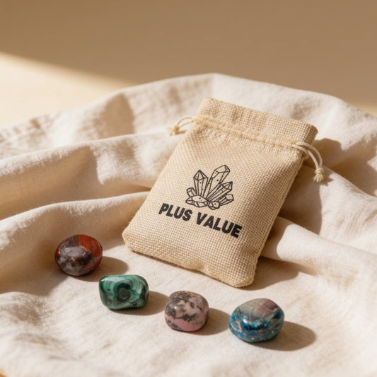 Detox pocket healing crystal bag set with cleansing stones and drawstring pouch