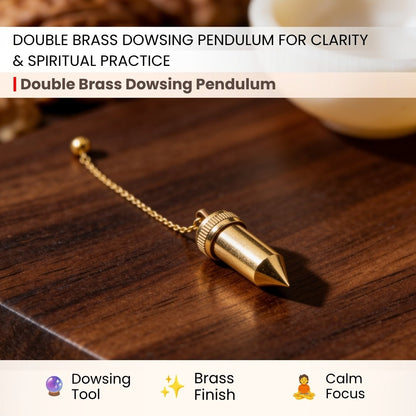 Double Brass Dowsing Pendulum Free 12 Dowsing Charts and Jute Bag - plusvalueindia