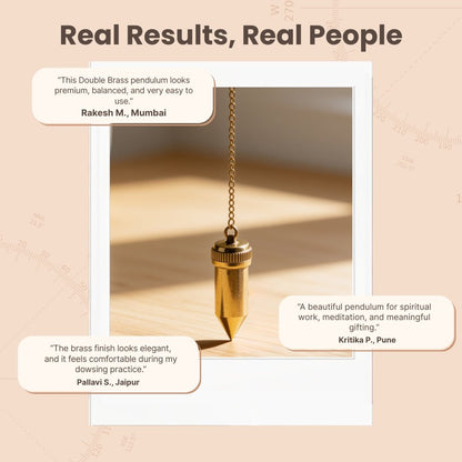 Double Brass Dowsing Pendulum Free 12 Dowsing Charts and Jute Bag - plusvalueindia