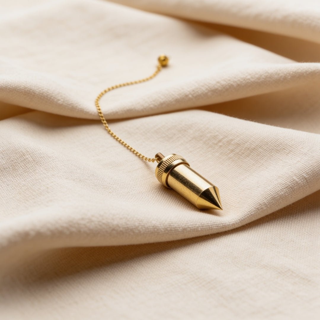 Double Brass Dowsing Pendulum Free 12 Dowsing Charts and Jute Bag - plusvalueindia
