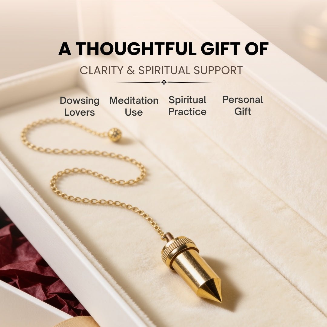 Double Brass Dowsing Pendulum Free 12 Dowsing Charts and Jute Bag - plusvalueindia