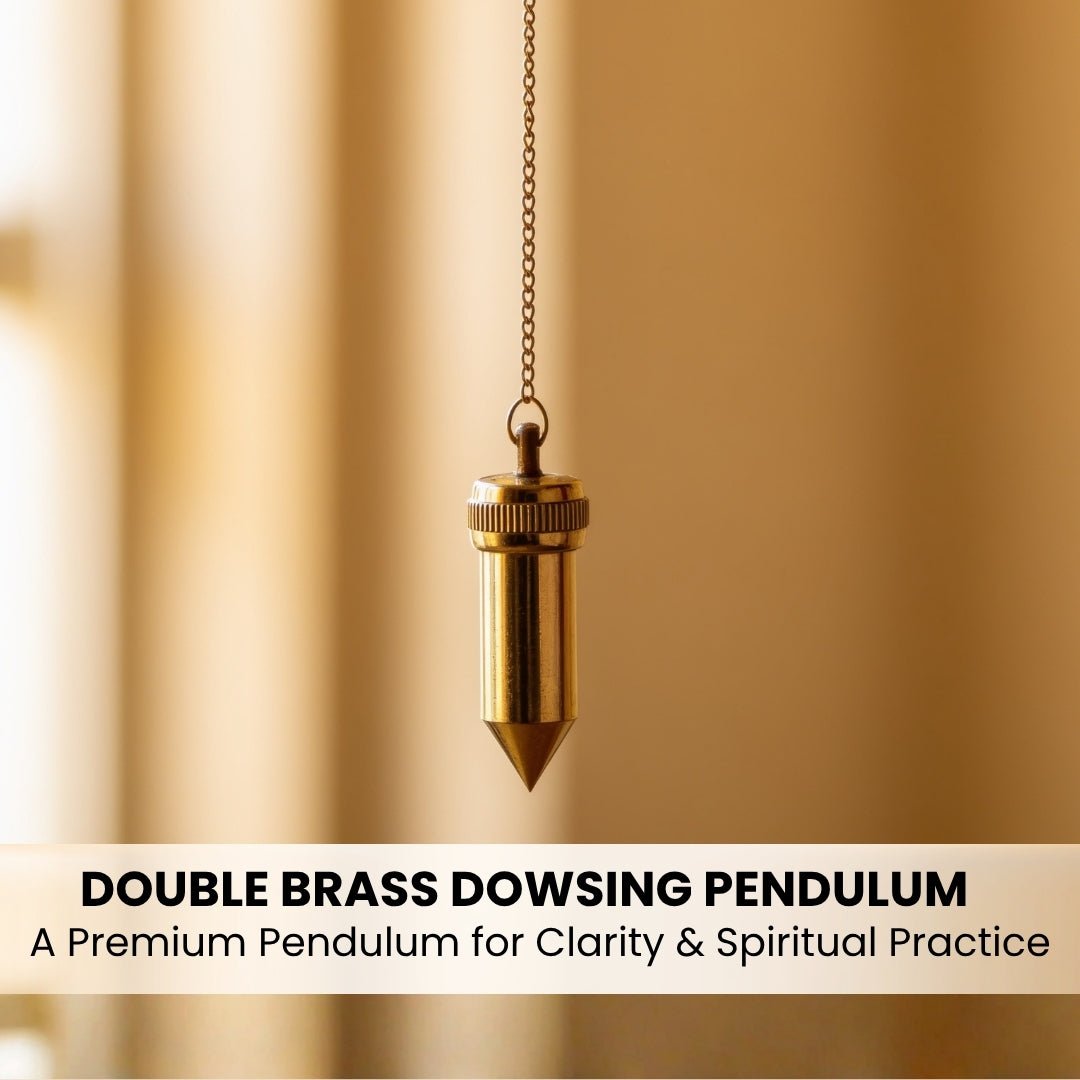 Double Brass Dowsing Pendulum Free 12 Dowsing Charts and Jute Bag - plusvalueindia