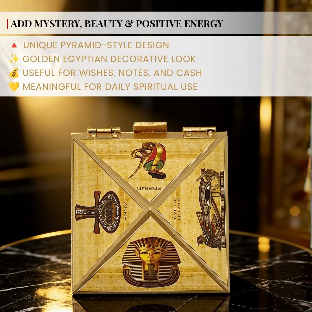 Egyptian Wooden Pyramid Reiki Wish Box Cash Box Vastu Fengshui Remedies for Home & Office - plusvalueindia