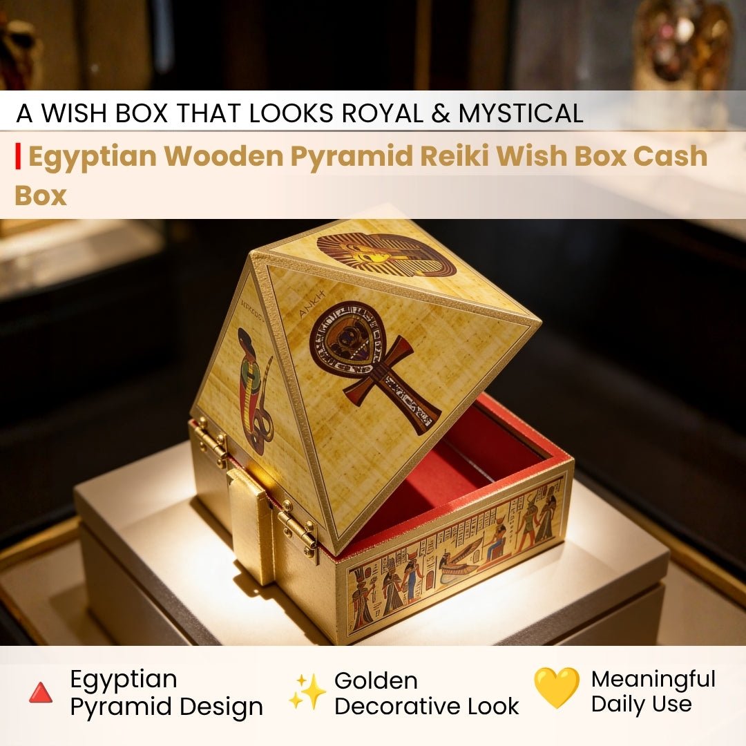 Egyptian Wooden Pyramid Reiki Wish Box Cash Box Vastu Fengshui Remedies for Home & Office - plusvalueindia