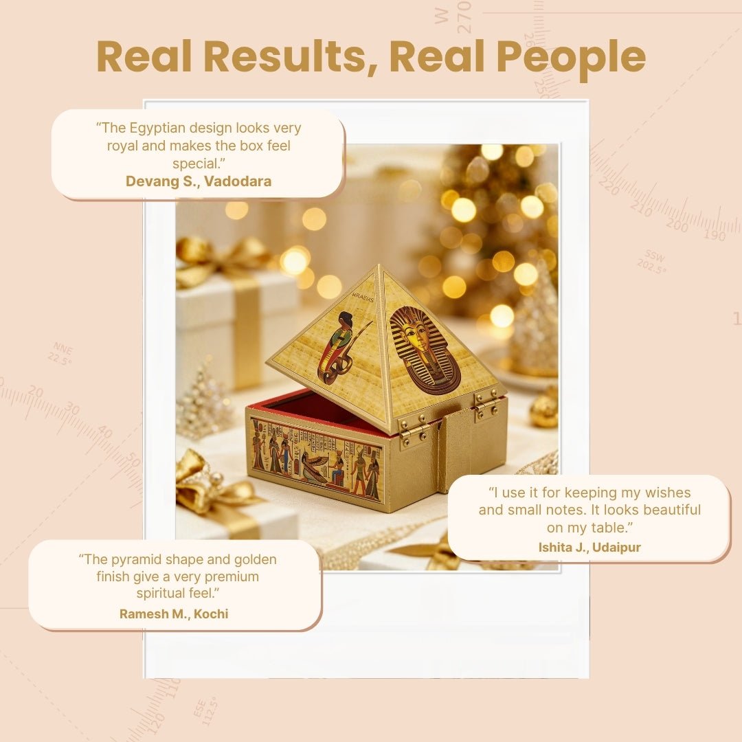 Egyptian Wooden Pyramid Reiki Wish Box Cash Box Vastu Fengshui Remedies for Home & Office - plusvalueindia