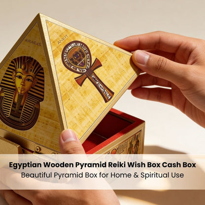 Egyptian Wooden Pyramid Reiki Wish Box Cash Box Vastu Fengshui Remedies for Home & Office - plusvalueindia