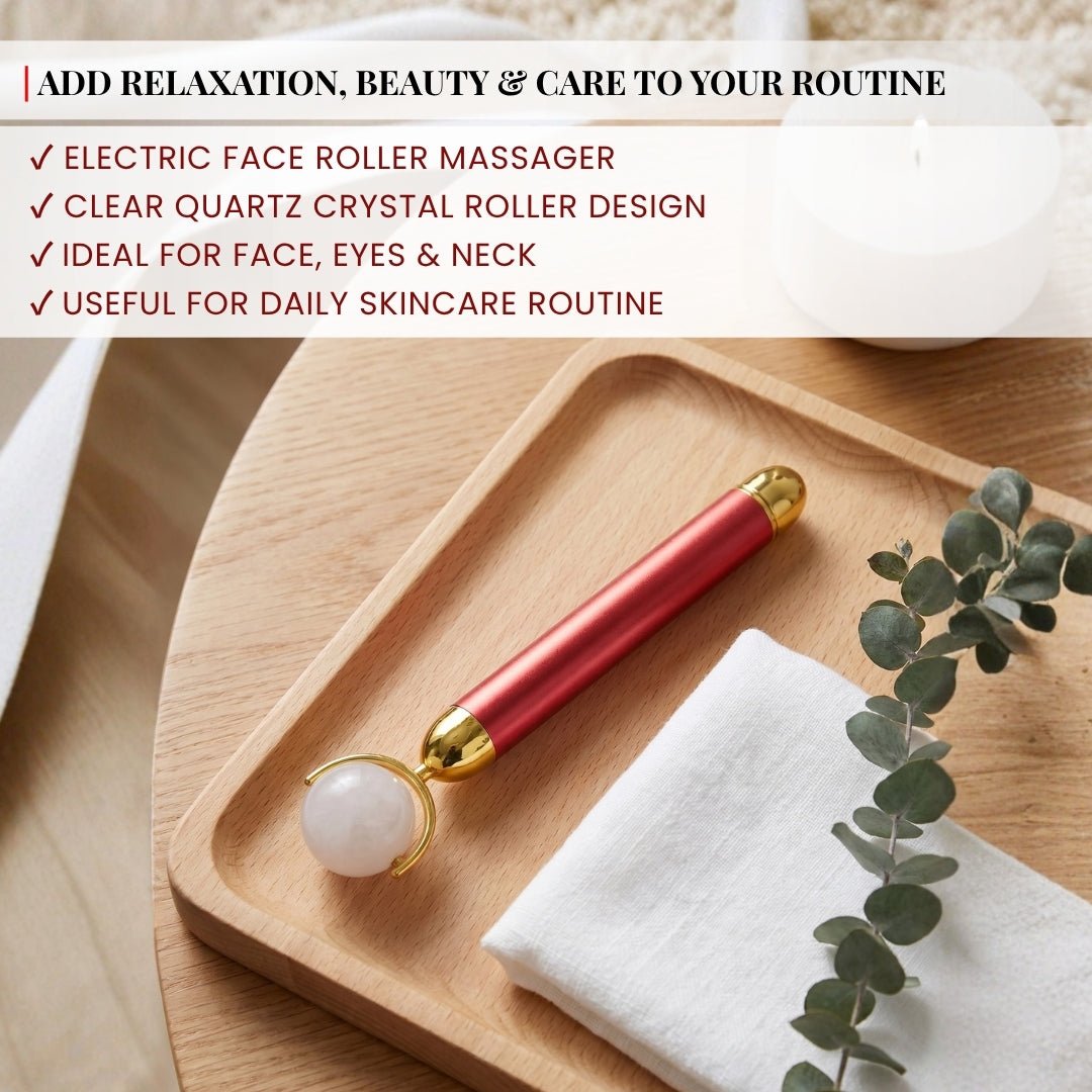 Clear Quartz Crystal Face Eyes Neck Massager Roller - plusvalueindia