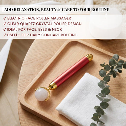 Clear Quartz Crystal Face Eyes Neck Massager Roller - plusvalueindia