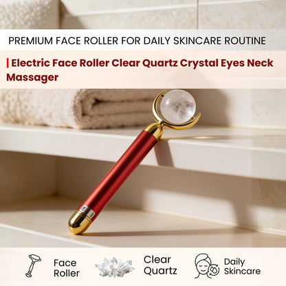 Clear Quartz Crystal Face Eyes Neck Massager Roller - plusvalueindia