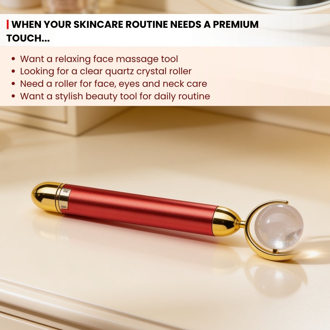 Clear Quartz Crystal Face Eyes Neck Massager Roller - plusvalueindia