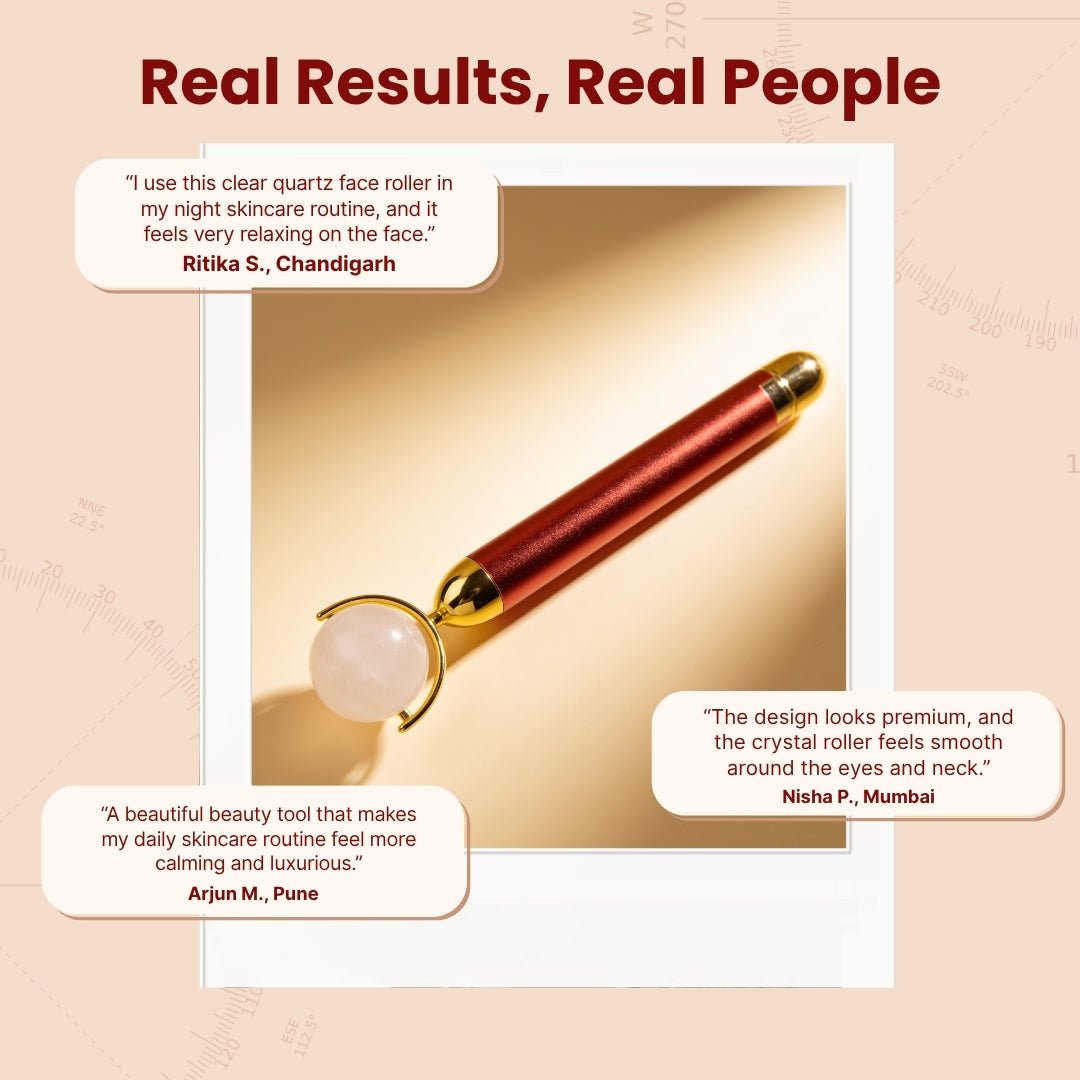 Clear Quartz Crystal Face Eyes Neck Massager Roller - plusvalueindia
