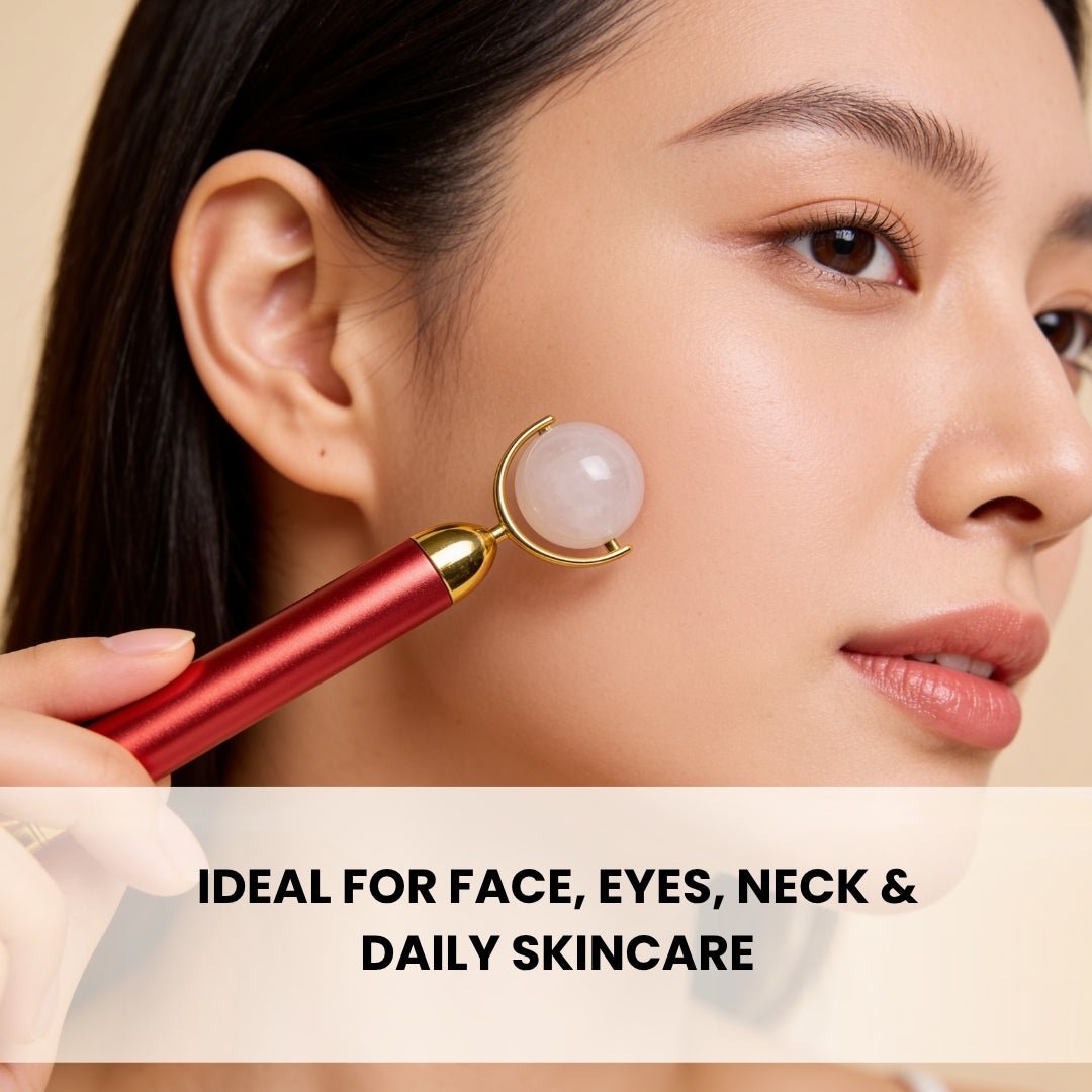 Clear Quartz Crystal Face Eyes Neck Massager Roller - plusvalueindia