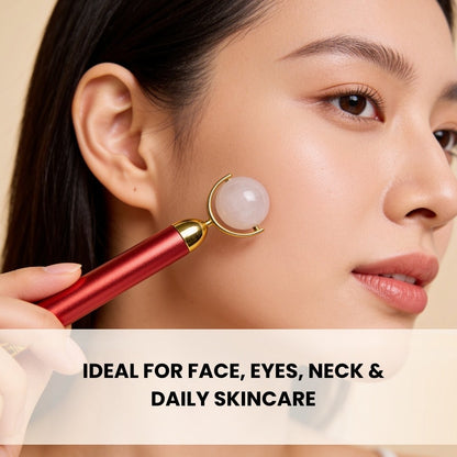 Clear Quartz Crystal Face Eyes Neck Massager Roller - plusvalueindia