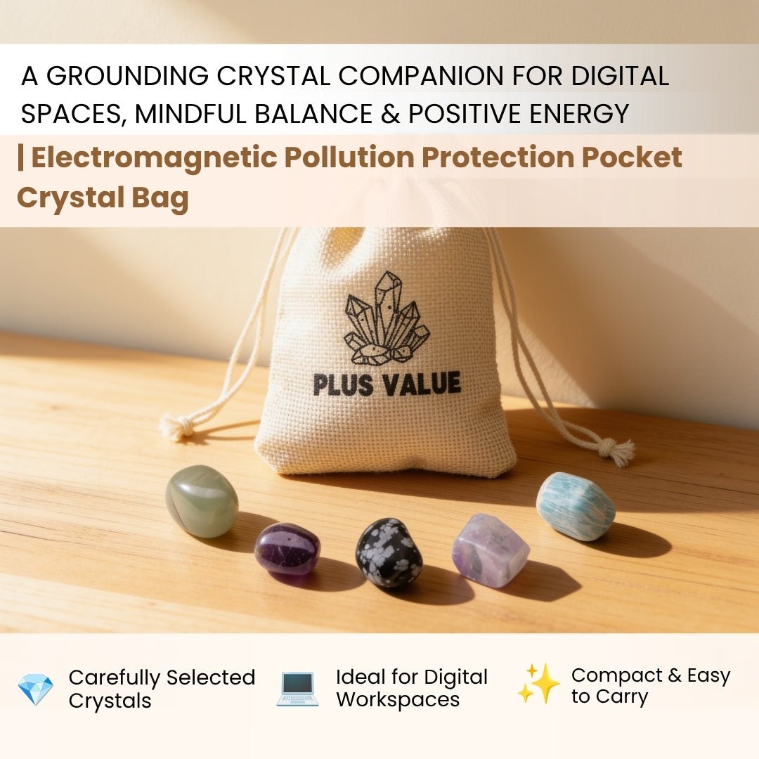 EMF shielding crystal set featuring Shungite, Black Tourmaline, Hematite, and Pyrite