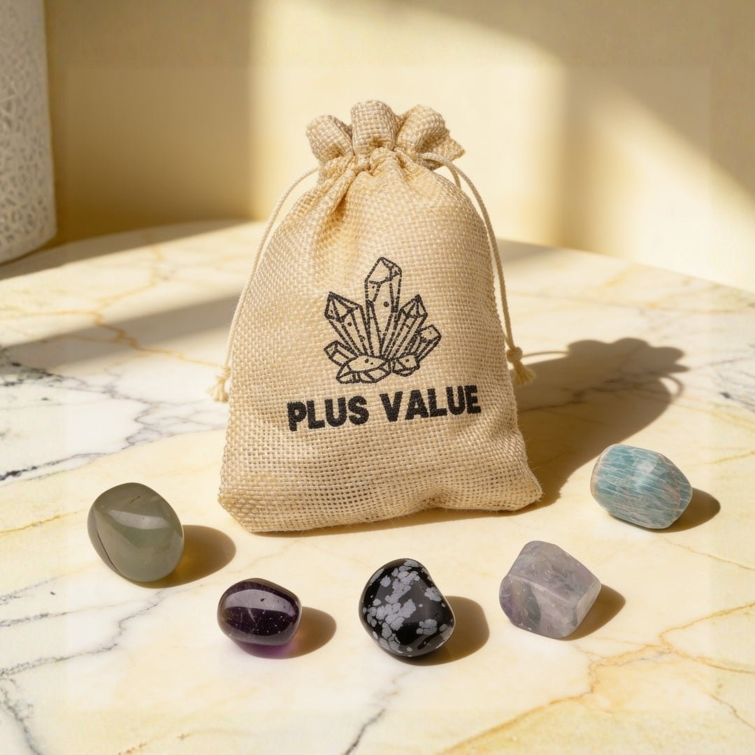 Electromagnetic pollution protection pocket crystal bag set with shielding stones and pouch