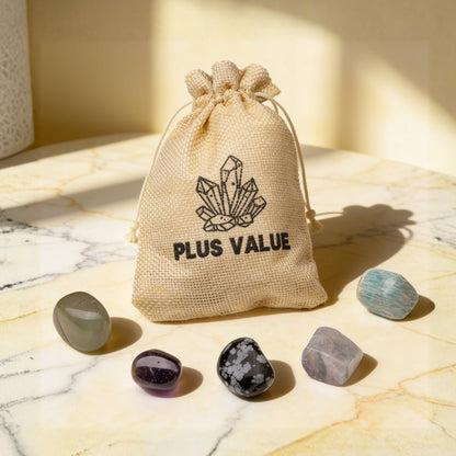 Electromagnetic pollution protection pocket crystal bag set with shielding stones and pouch