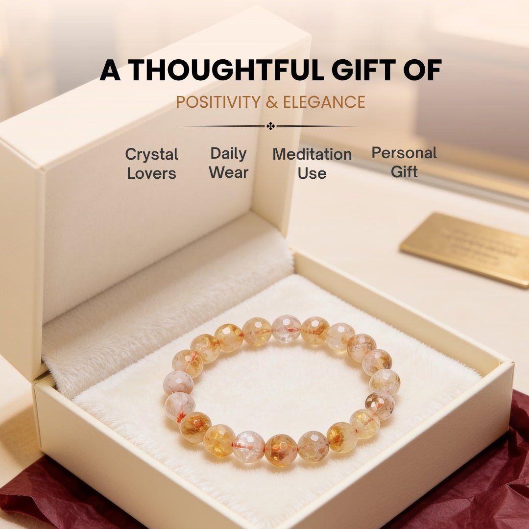 Faceted Citrine Bracelet 8mm for Financial Luck Round Beads For Men and Women - plusvalueindia