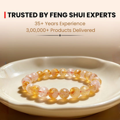 Faceted Citrine Bracelet 8mm for Financial Luck Round Beads For Men and Women - plusvalueindia