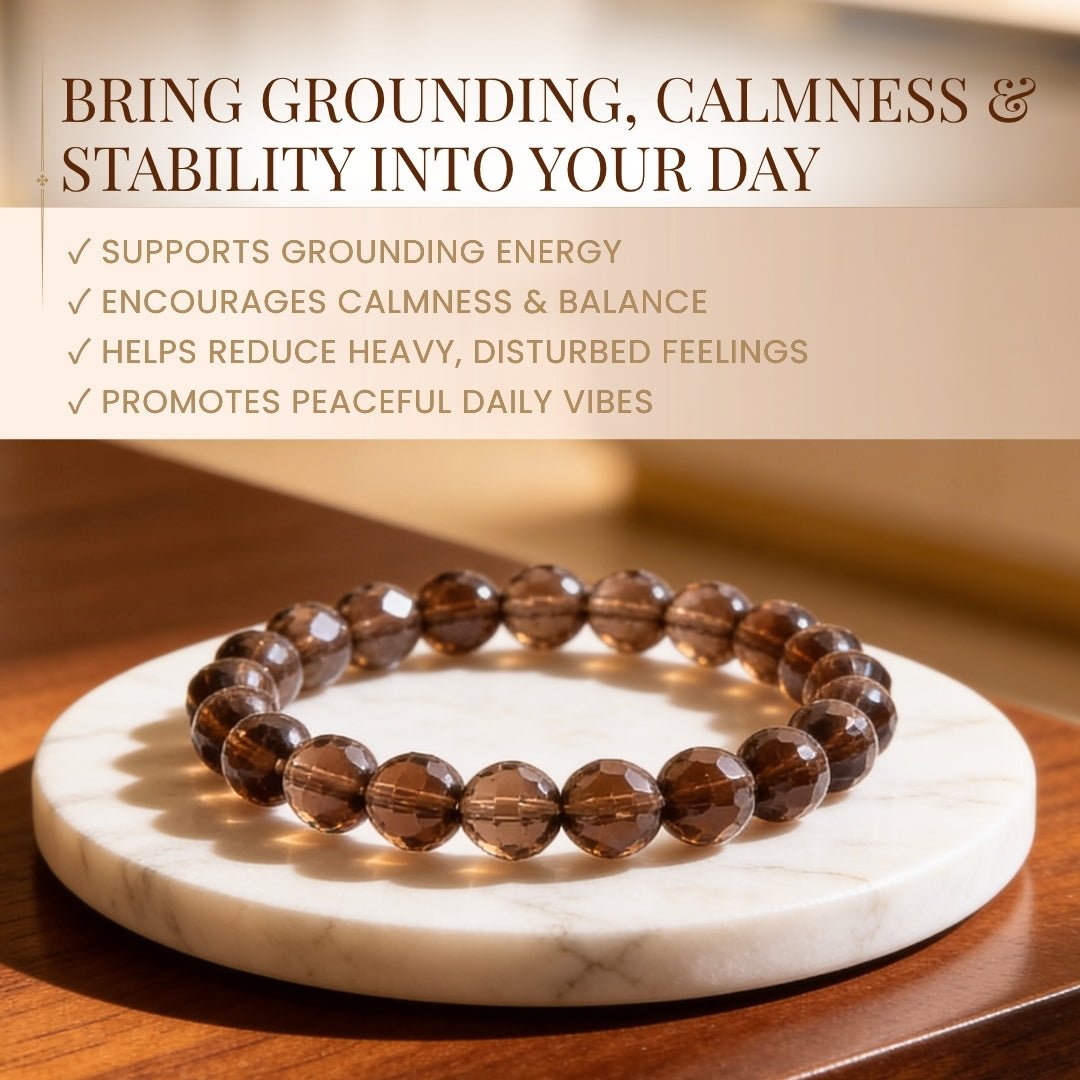 Faceted Smokey Smoky Quartz Bracelet Negativity Neutralizer - plusvalueindia