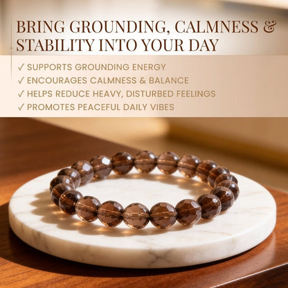 Faceted Smokey Smoky Quartz Bracelet Negativity Neutralizer - plusvalueindia