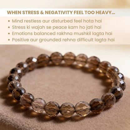 Faceted Smokey Smoky Quartz Bracelet Negativity Neutralizer - plusvalueindia
