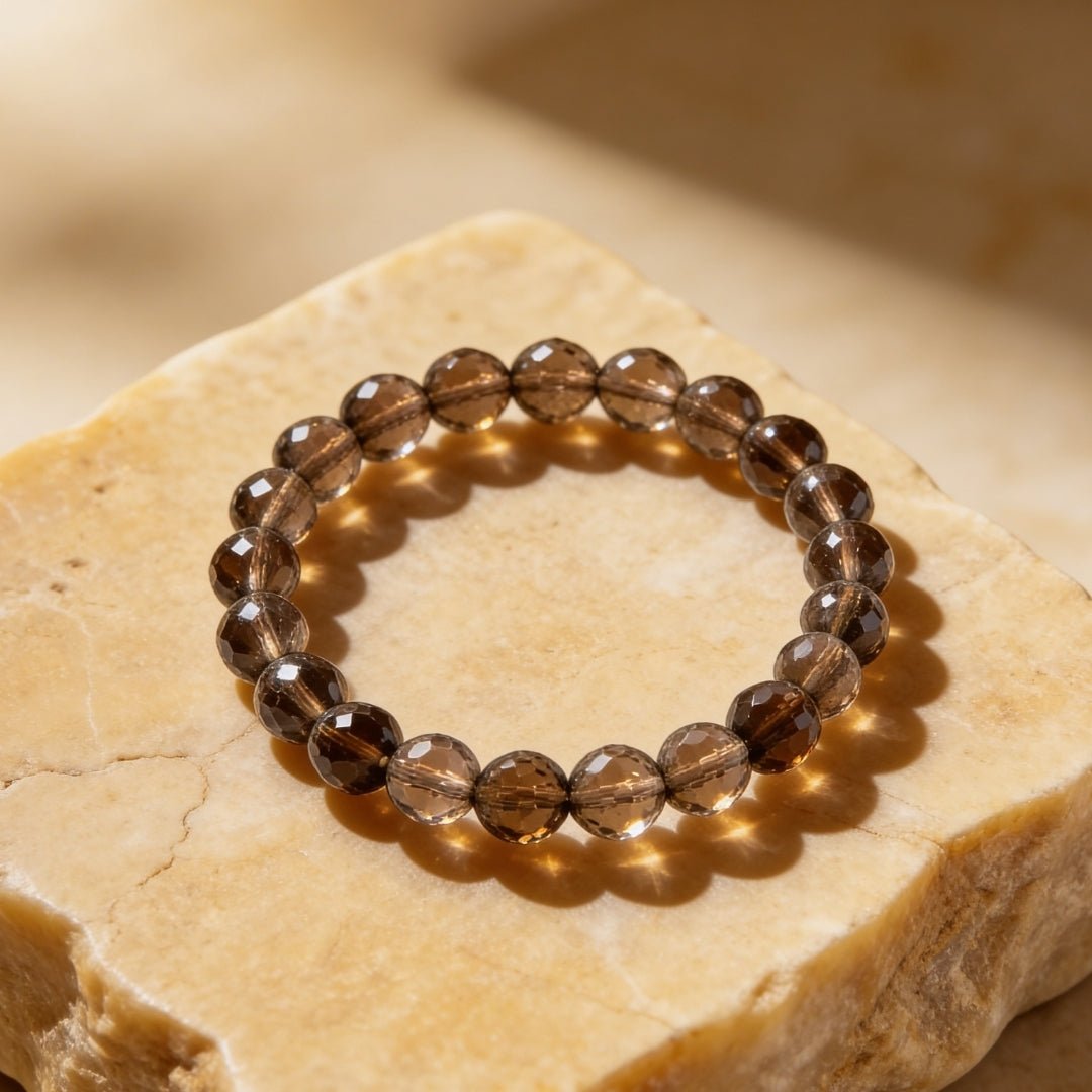 Faceted Smokey Smoky Quartz Bracelet Negativity Neutralizer - plusvalueindia