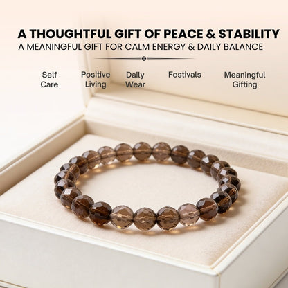 Faceted Smokey Smoky Quartz Bracelet Negativity Neutralizer - plusvalueindia