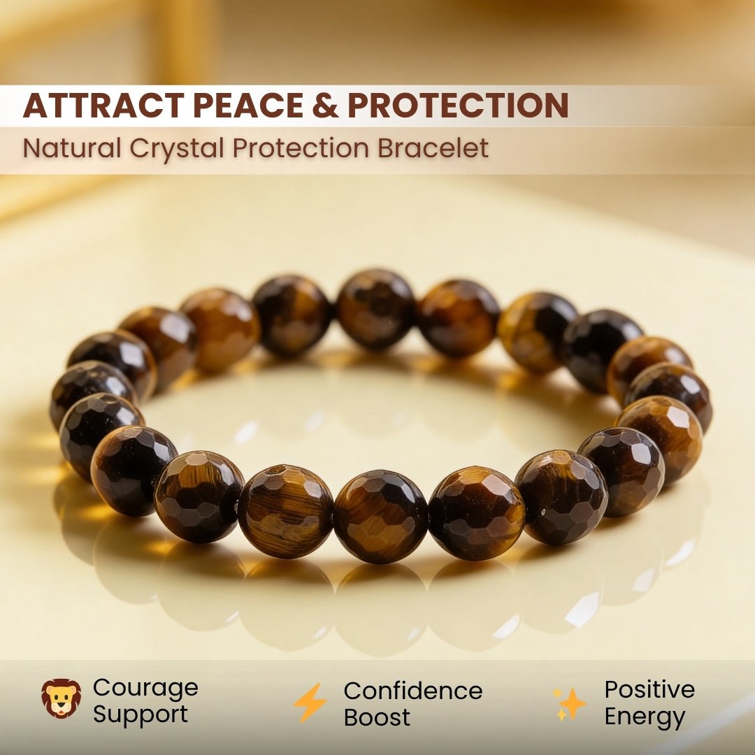 Faceted Tiger Eye Bracelet - Stone of Courage - plusvalueindia