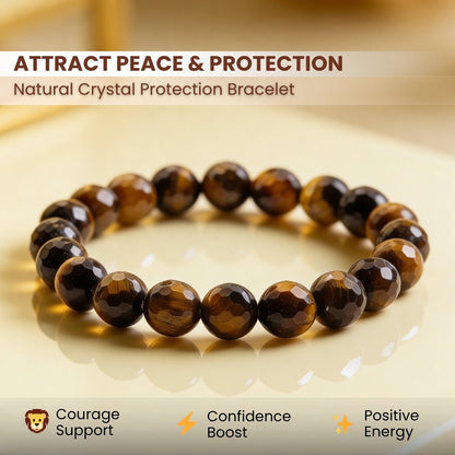 Faceted Tiger Eye Bracelet - Stone of Courage - plusvalueindia
