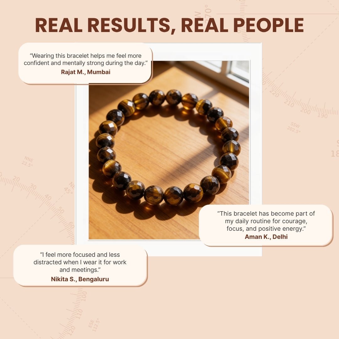 Faceted Tiger Eye Bracelet - Stone of Courage - plusvalueindia