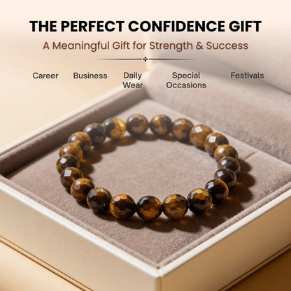 Faceted Tiger Eye Bracelet - Stone of Courage - plusvalueindia