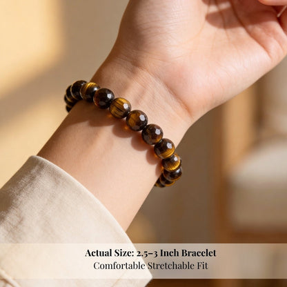 Faceted Tiger Eye Bracelet - Stone of Courage - plusvalueindia