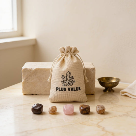 Fatigue pocket healing crystal bag set with vitality stones and carrying pouch