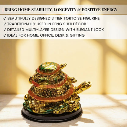 Feng Shui 3 Tier Tortoise Symbol of Longevity - plusvalueindia