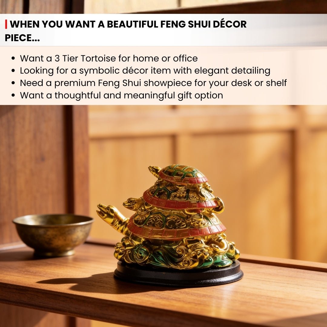 Feng Shui 3 Tier Tortoise Symbol of Longevity - plusvalueindia