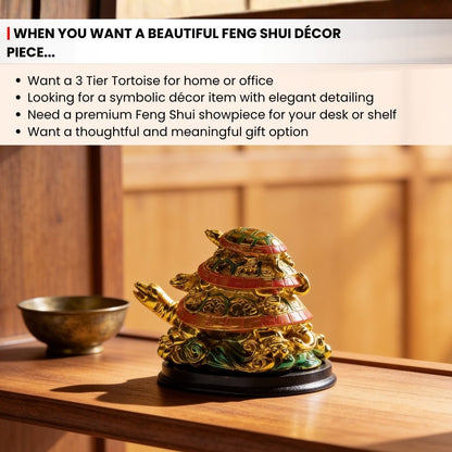 Feng Shui 3 Tier Tortoise Symbol of Longevity - plusvalueindia