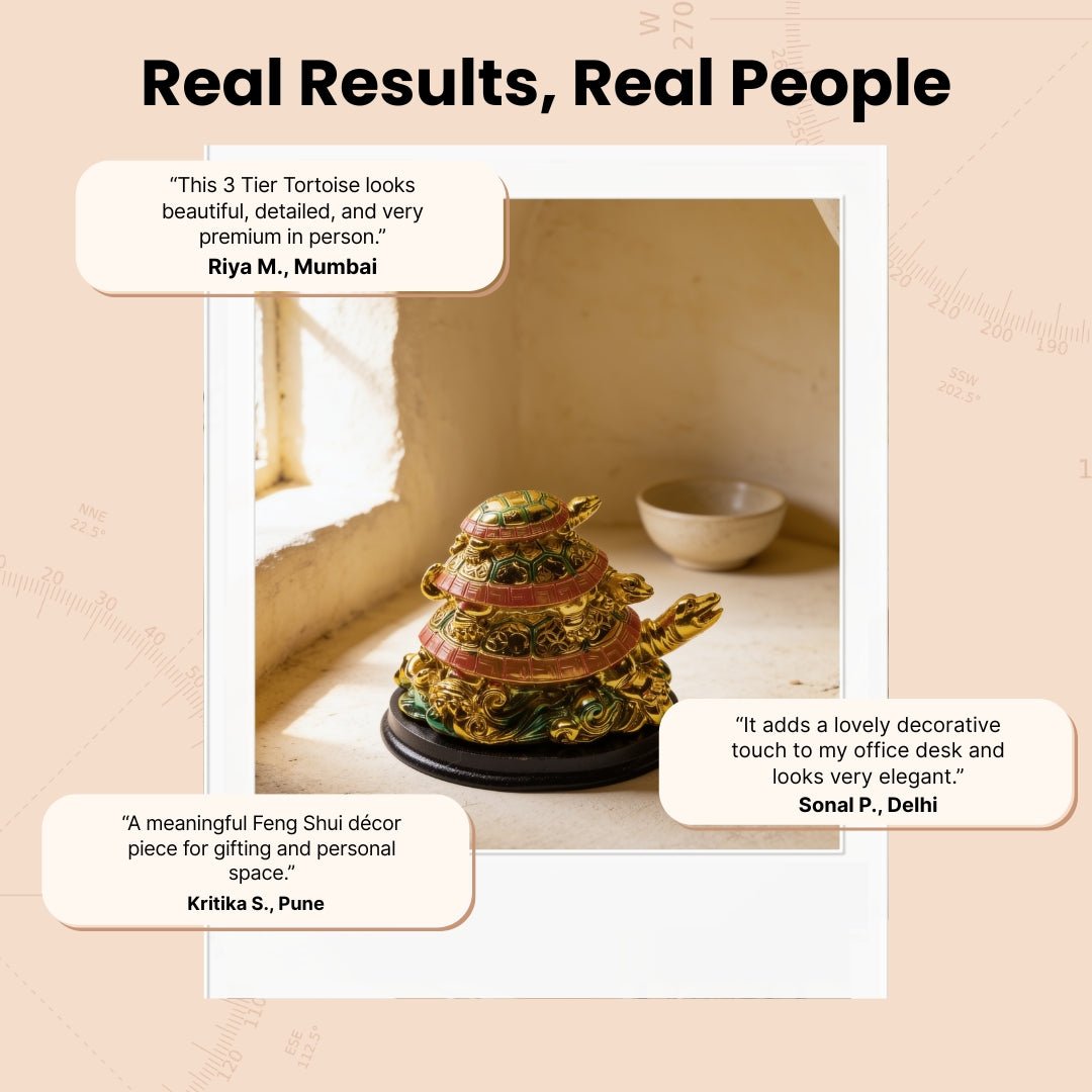 Feng Shui 3 Tier Tortoise Symbol of Longevity - plusvalueindia