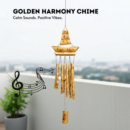Feng Shui Bamboo Wooden Wind Chime for Home & Office Balcony Decor - Positive Vibrations & Energy - plusvalueindia