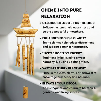 Feng Shui Bamboo Wooden Wind Chime for Home & Office Balcony Decor - Positive Vibrations & Energy - plusvalueindia