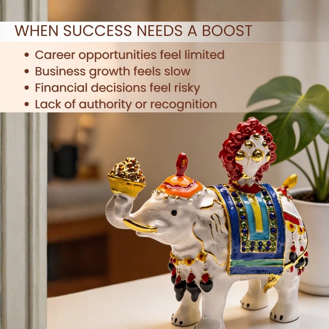 Feng Shui Bejeweled White Elephant Carrying Flaming Jewel - plusvalueindia
