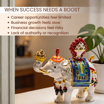 Feng Shui Bejeweled White Elephant Carrying Flaming Jewel - plusvalueindia