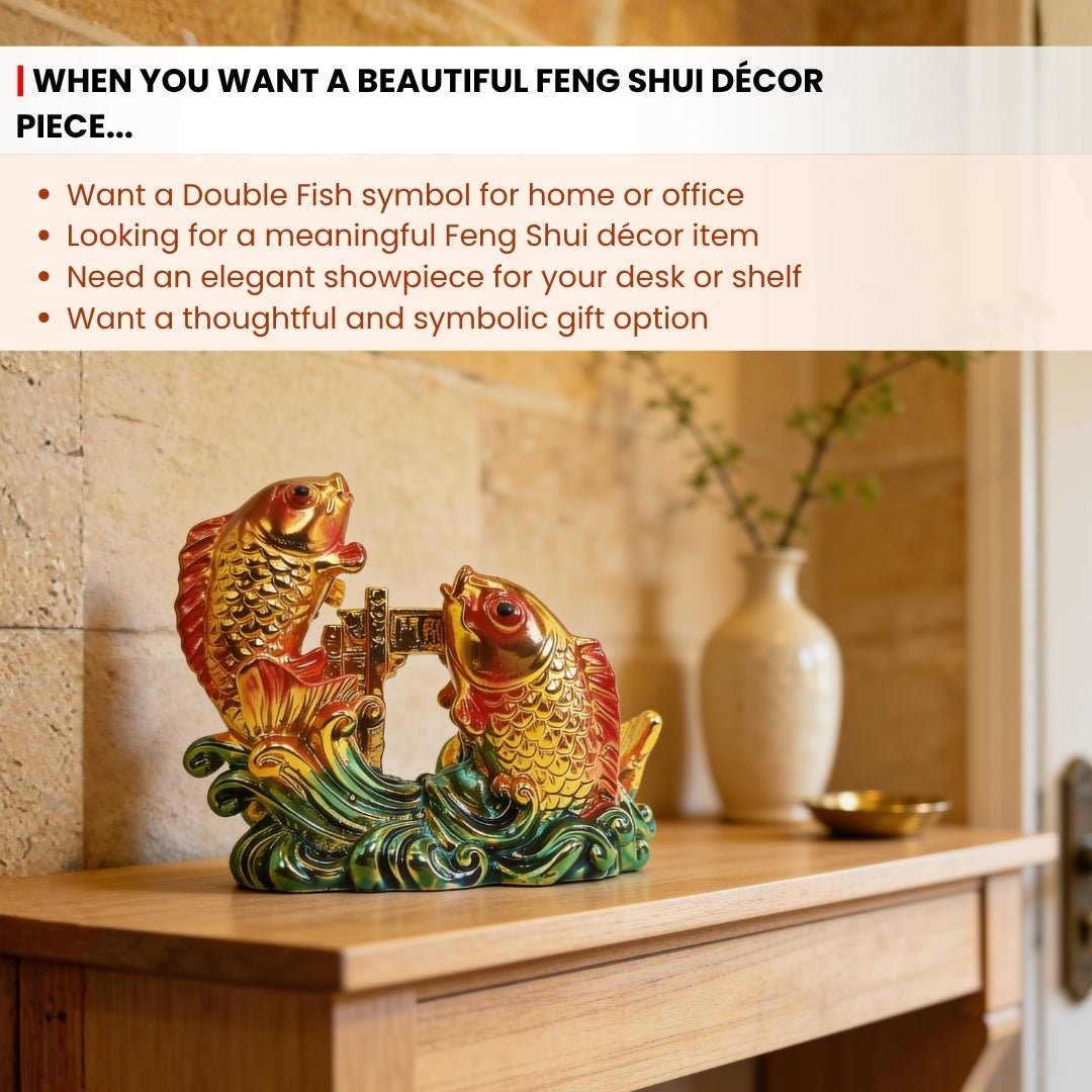 Feng Shui Double fish Twins Fish for Good Luck and Prosperity - plusvalueindia