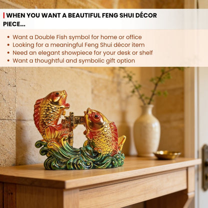 Feng Shui Double fish Twins Fish for Good Luck and Prosperity - plusvalueindia