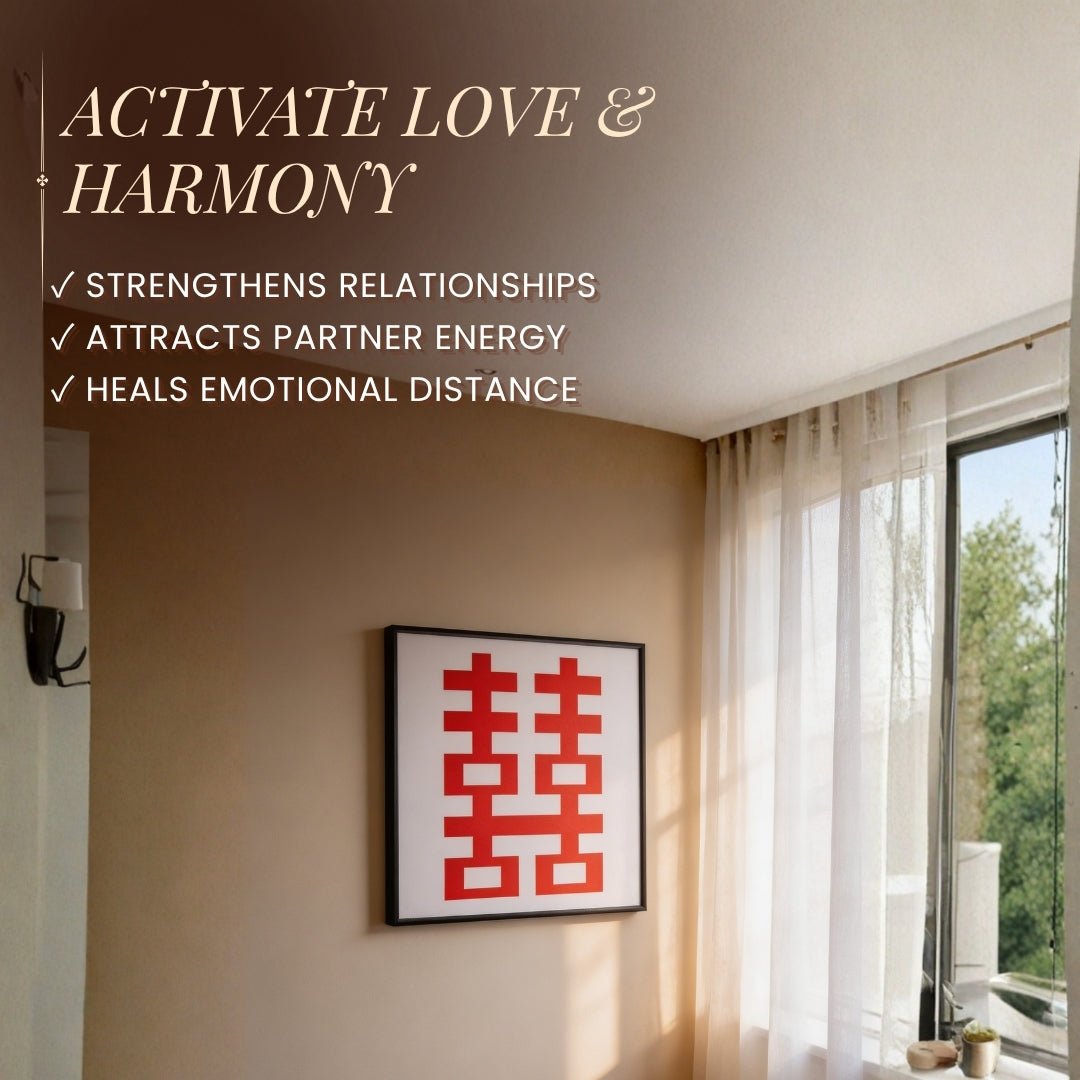 Feng Shui Double Happiness Frame for Love, Relationship & Marriage Problems - plusvalueindia