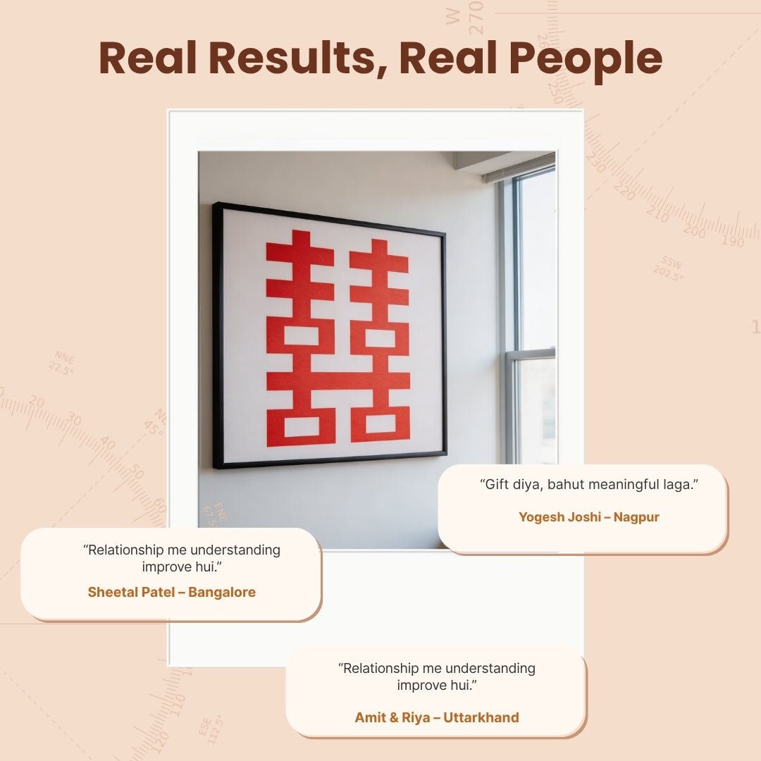 Feng Shui Double Happiness Frame for Love, Relationship & Marriage Problems - plusvalueindia