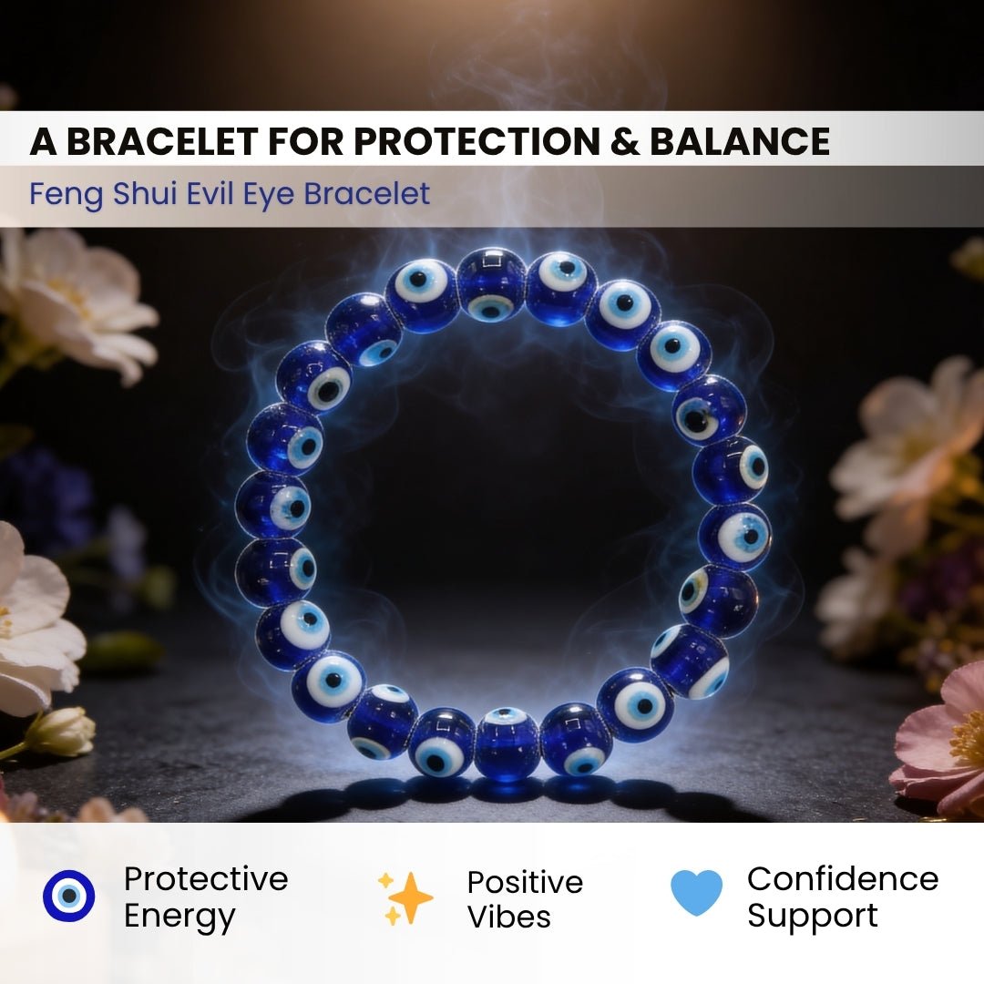 Feng Shui Evil Eye Bracelet for Protection for Evil Energy 8mm - plusvalueindia