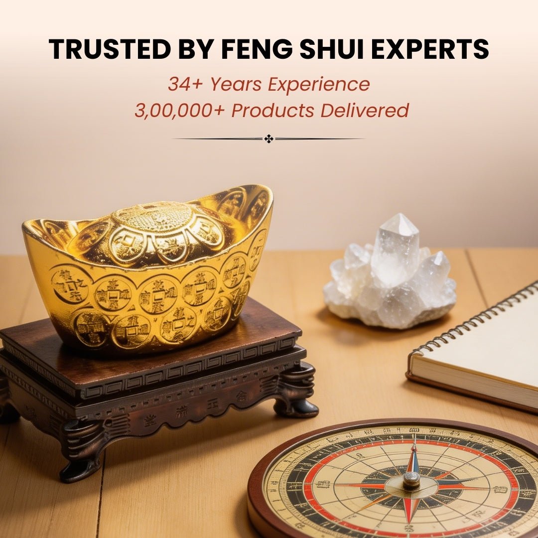 Feng Shui Golden Ingot with Stand Wealth Symbol - plusvalueindia