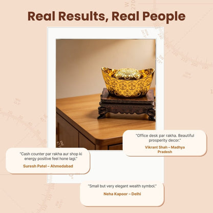 Feng Shui Golden Ingot with Stand Wealth Symbol - plusvalueindia