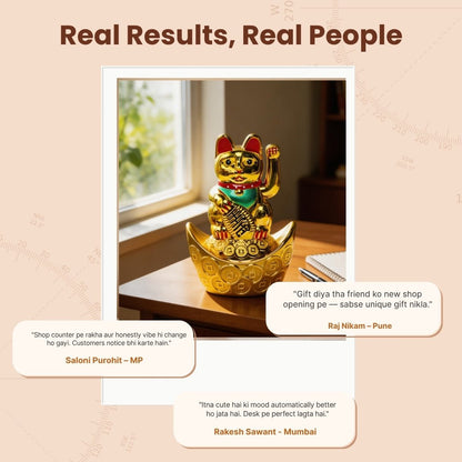 Feng Shui Lucky Cat Maneki Neko Showpiece for Wealth & Good Luck - plusvalueindia