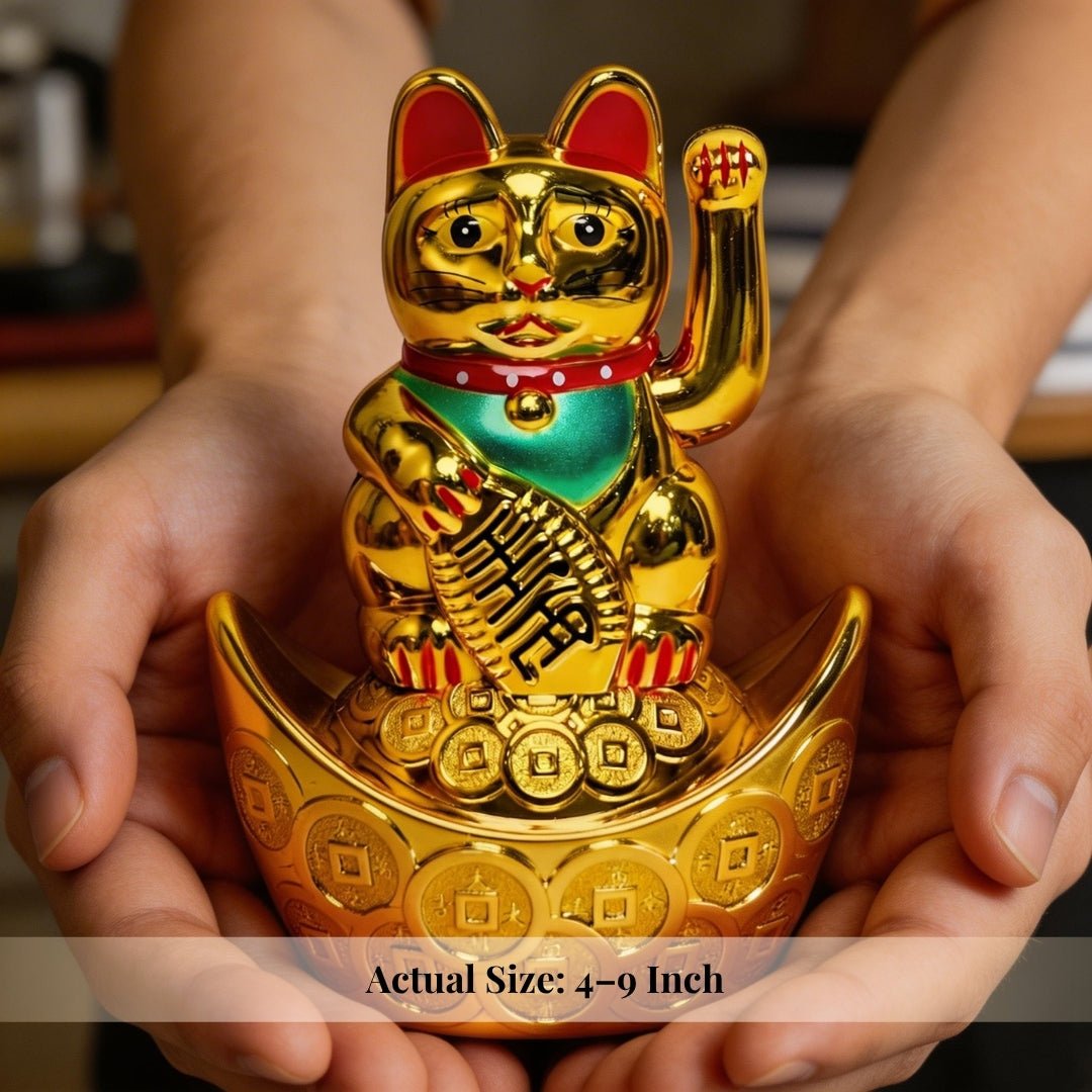 Feng Shui Lucky Cat Maneki Neko Showpiece for Wealth & Good Luck - plusvalueindia